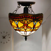 Tiffany Style Ceiling Light Style 10 inch Handmade Multicolor Stained Glass